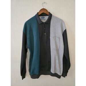 Essentials International Choice Mens Medium Green & Gray Waffle Knit Sweatshirt
